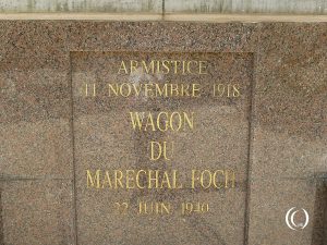 A plaque remembering two armistices